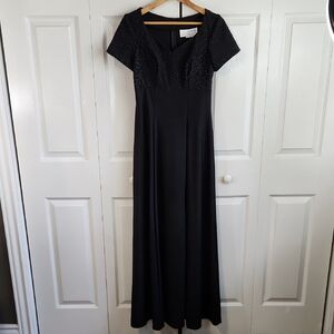 Vintage Southeastern Performance Apparel Black Maxi Dress Size 4 Tall Beaded Top